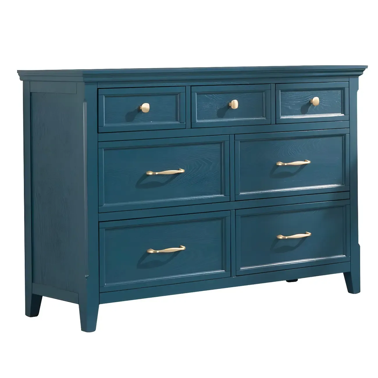 Elegant Wooden Dresser in Green Color with Storage Image - 9