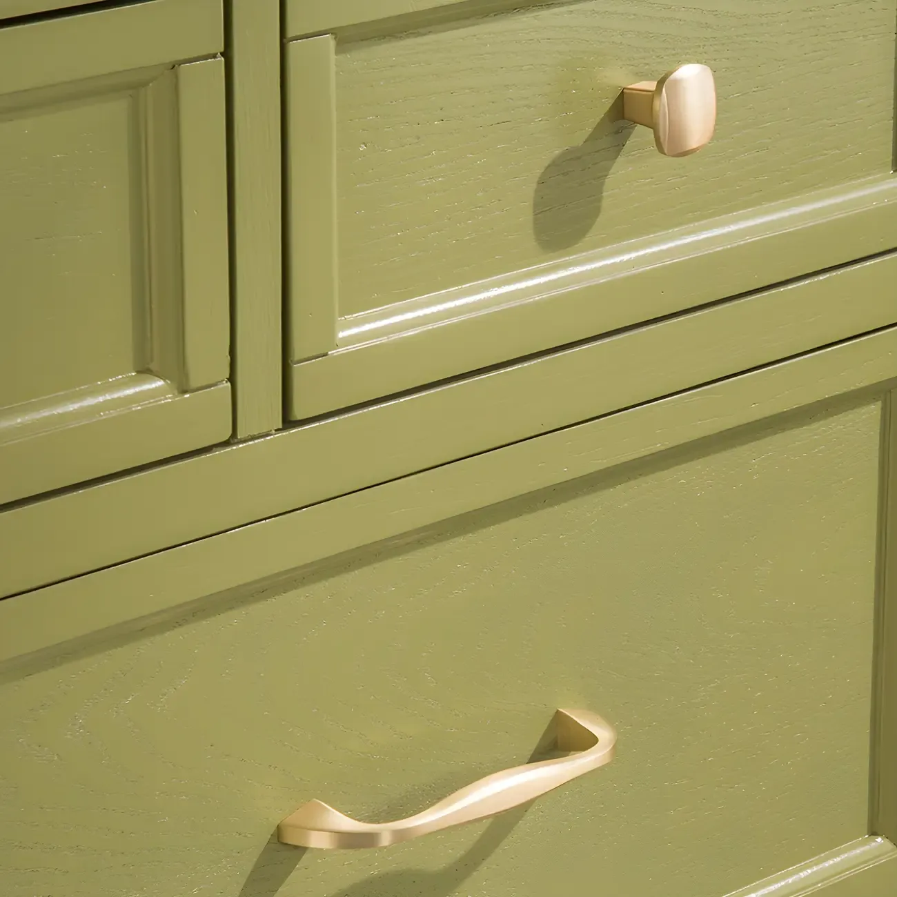 Elegant Wooden Dresser in Green Color with Storage Image - 14