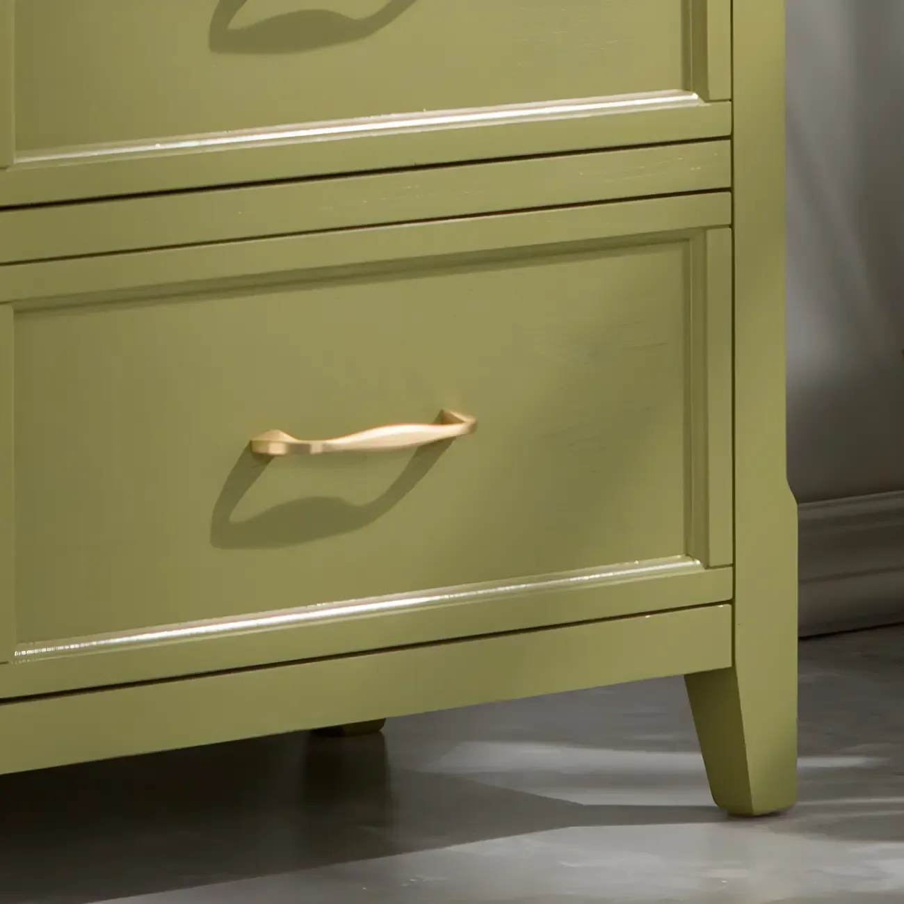 Elegant Wooden Dresser in Green Color with Storage Image - 15