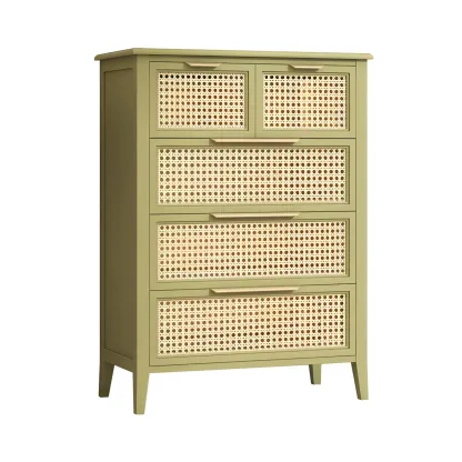 Elegant Wooden Dresser in Green Color with Storage Image - 17