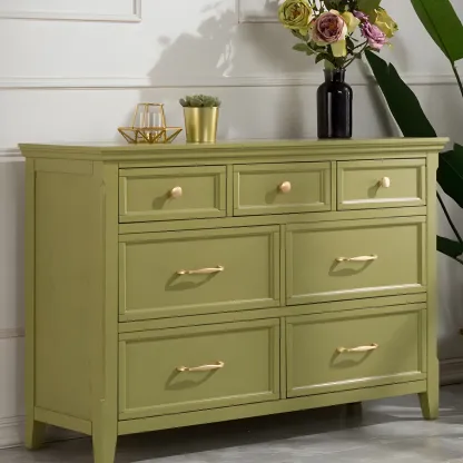Elegant Wooden Dresser in Green Color with Storage Image - 18
