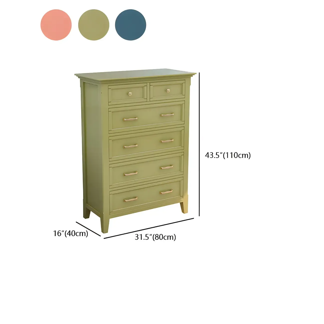 Elegant Wooden Dresser in Green Color with Storage Image - 20