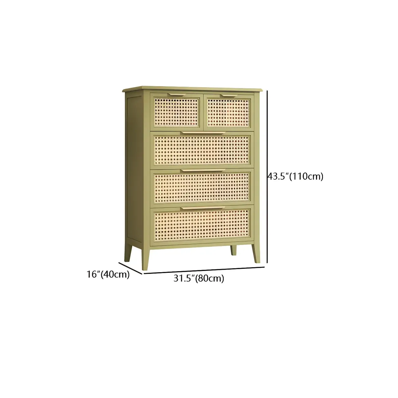 Elegant Wooden Dresser in Green Color with Storage Image - 23