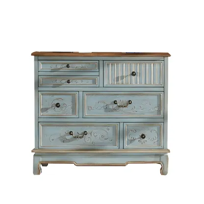 Traditional Blue Wooden Dresser with Drawers for Bedroom Image - 2