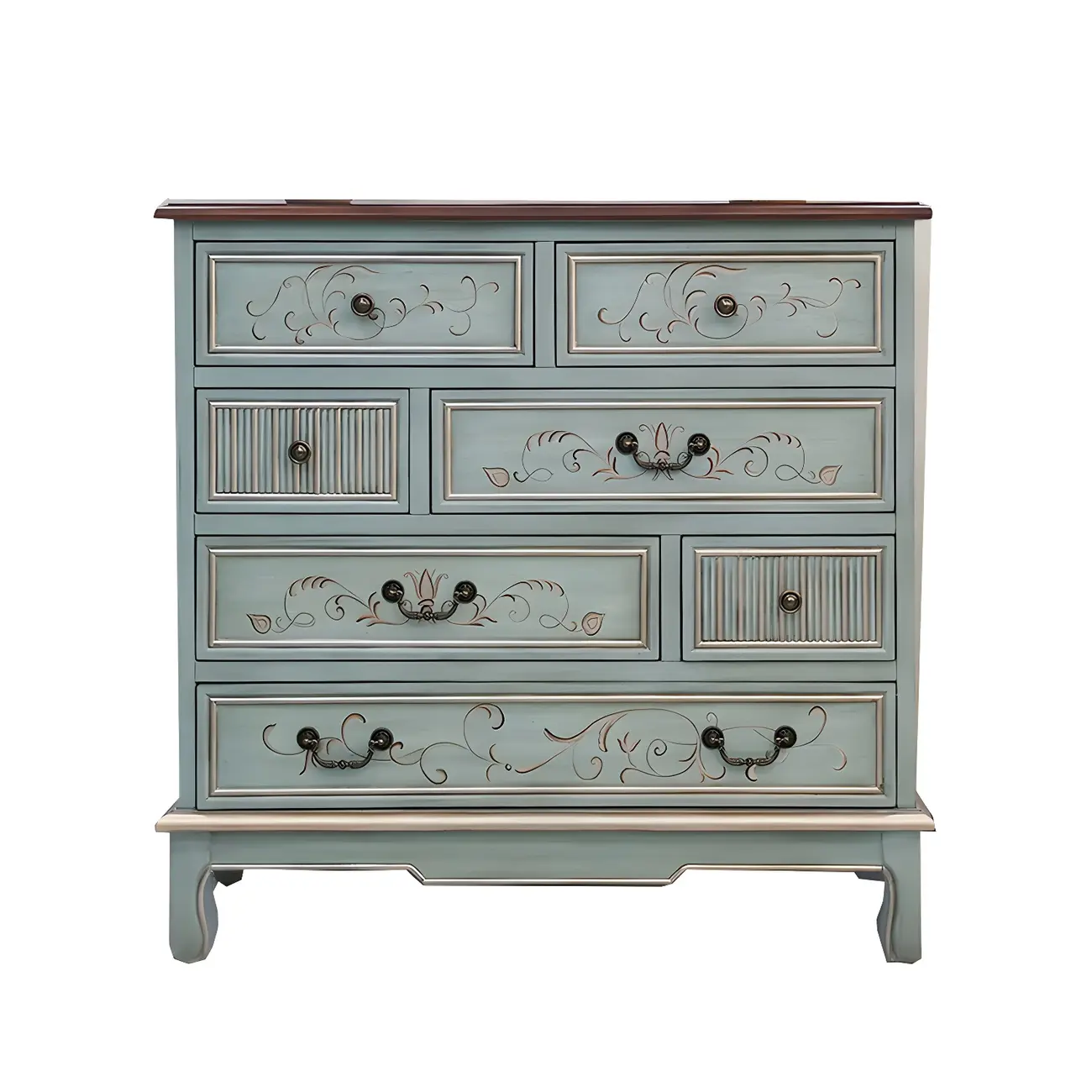 Traditional Blue Wooden Dresser with Drawers for Bedroom Image - 5 | homeyfad