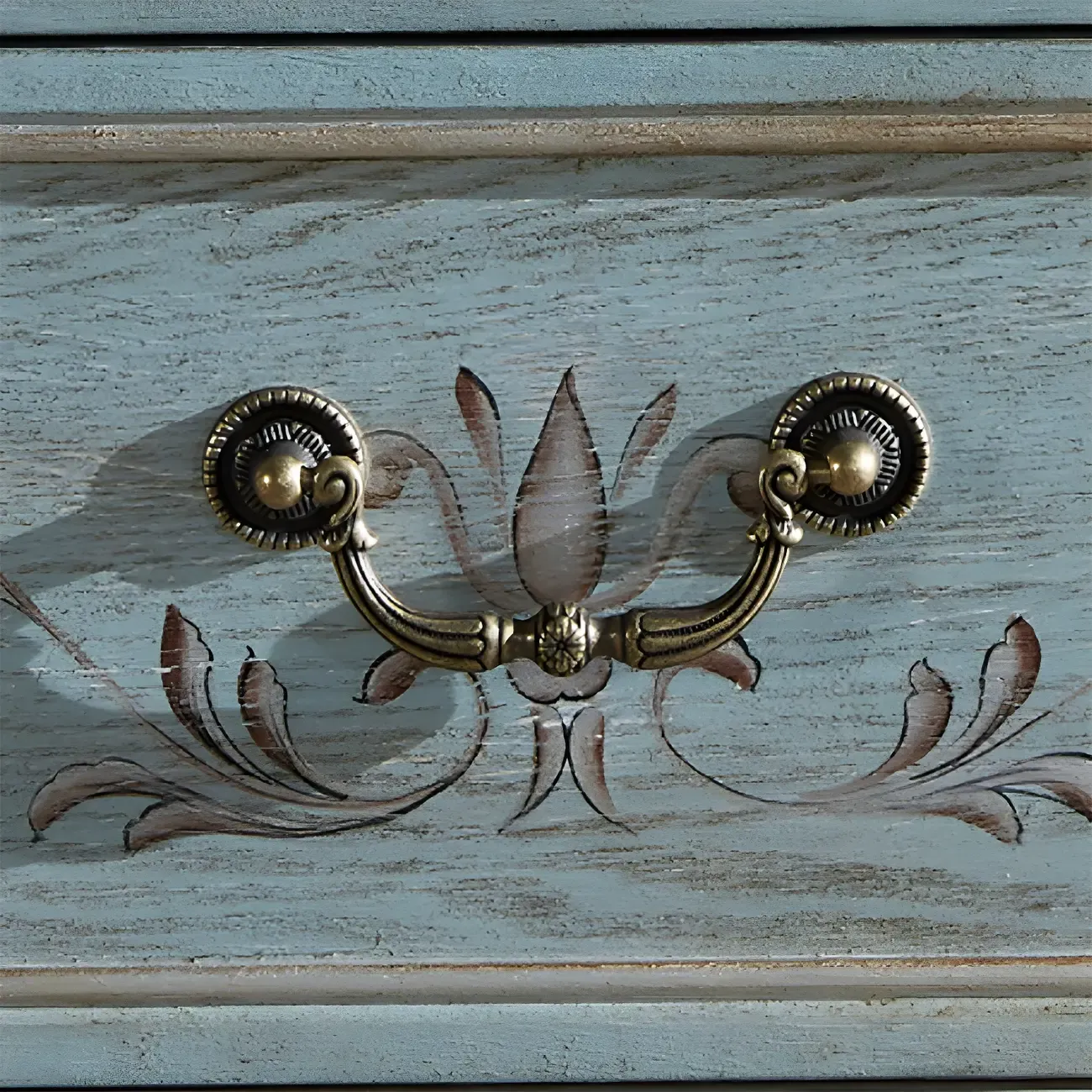 Traditional Blue Wooden Dresser with Drawers for Bedroom Image - 11