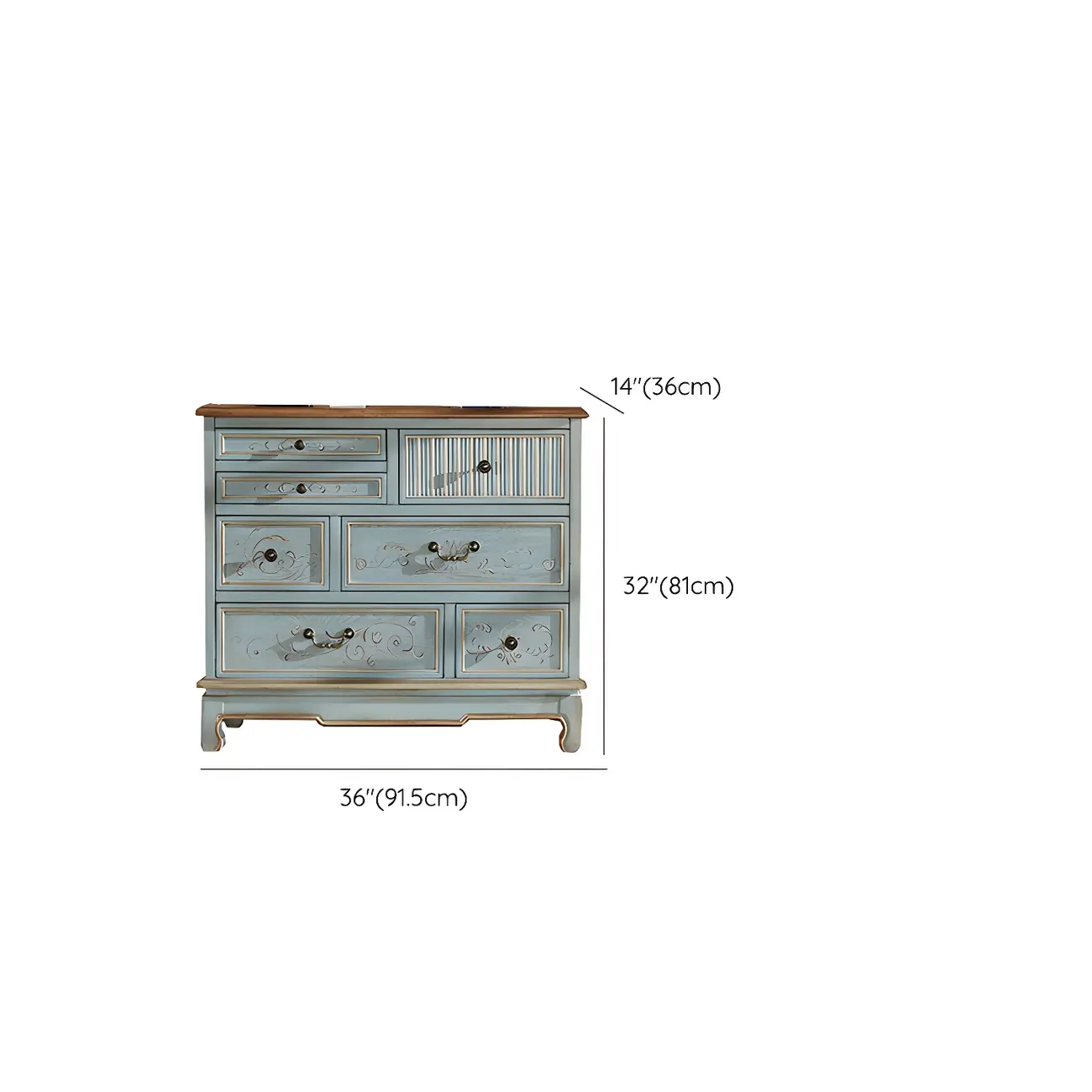 Traditional Blue Wooden Dresser with Drawers for Bedroom Image - 14 | homeyfad