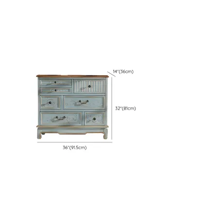 Traditional Blue Wooden Dresser with Drawers for Bedroom Image - 14