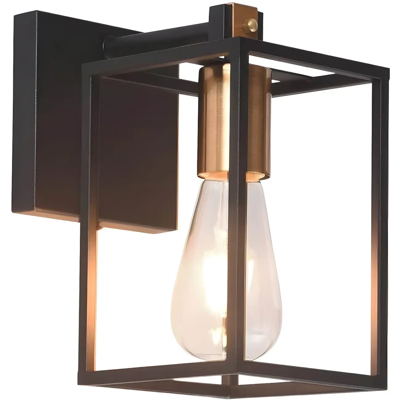 3-Light Linear Cube Black Iron Caged Vanity Light Image - 4