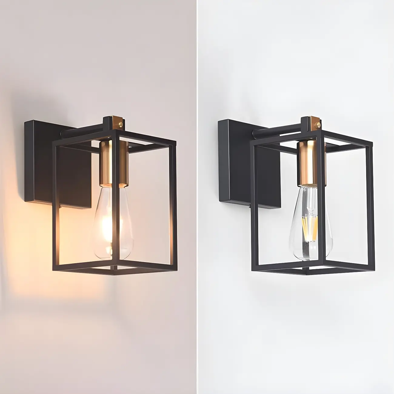 3-Light Linear Cube Black Iron Caged Vanity Light Image - 15 | homeyfad