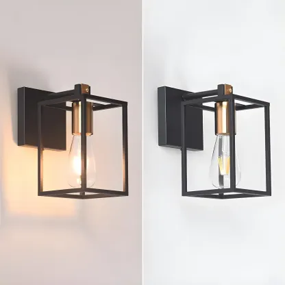 3-Light Linear Cube Black Iron Caged Vanity Light Image - 15