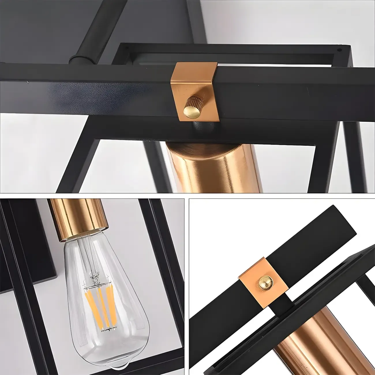 3-Light Linear Cube Black Iron Caged Vanity Light Image - 8