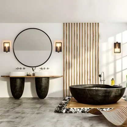 3-Light Linear Cube Black Iron Caged Vanity Light Image - 18