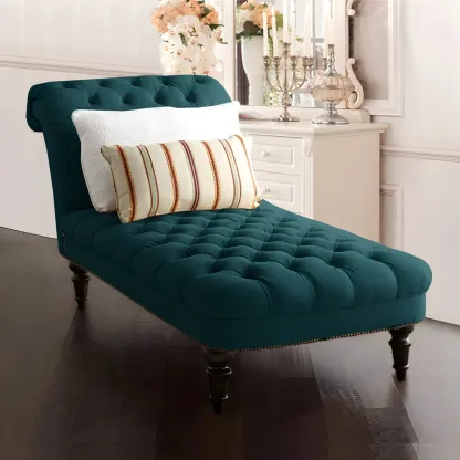 Modern Tufted Armless Cotton Leather Chaise Lounge Image - 4