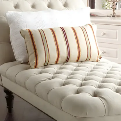 Modern Tufted Armless Cotton Leather Chaise Lounge Image - 17