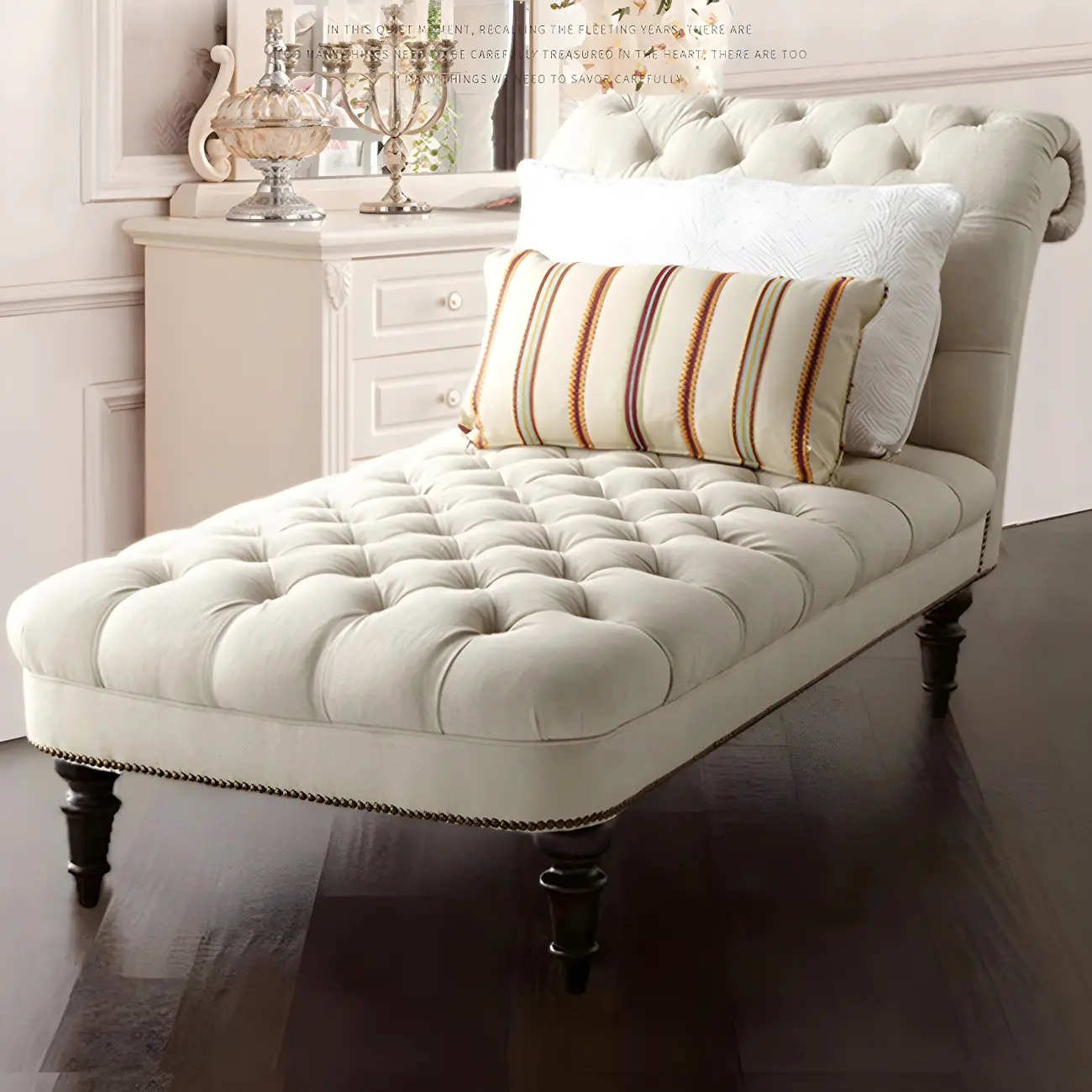 Modern Tufted Armless Cotton Leather Chaise Lounge Image - 18 | homeyfad