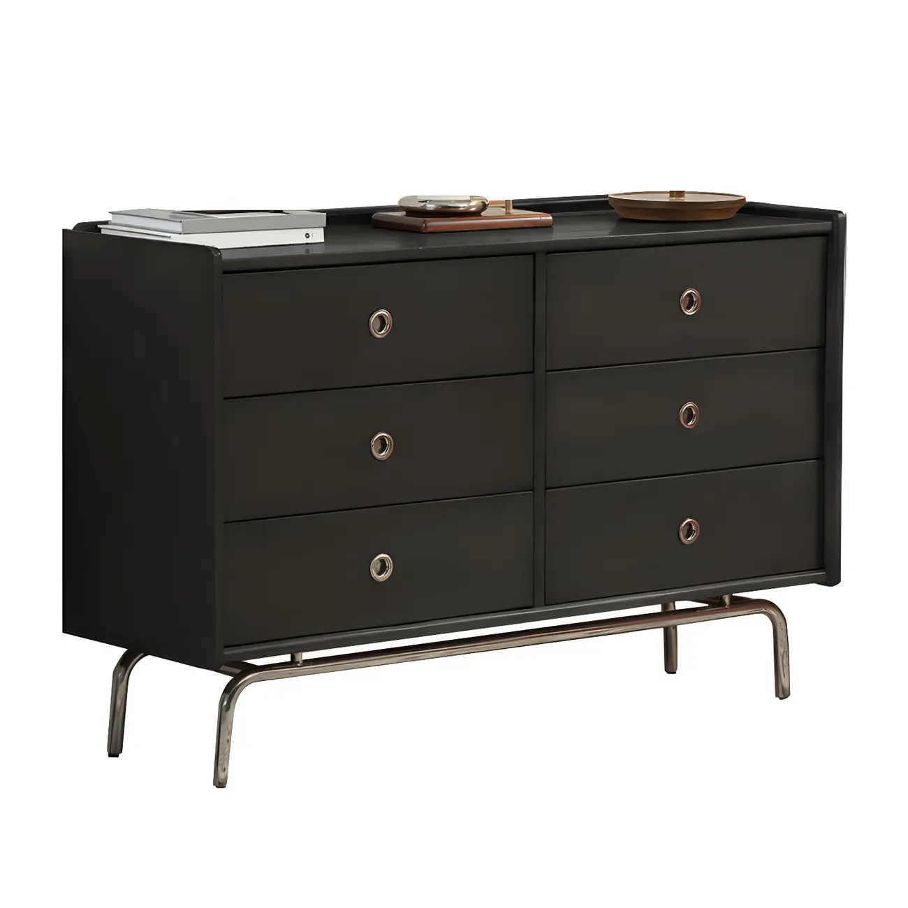 Stylish Pine Wooden Black Double Dresser Chest for Bedroom Image - 9 | homeyfad