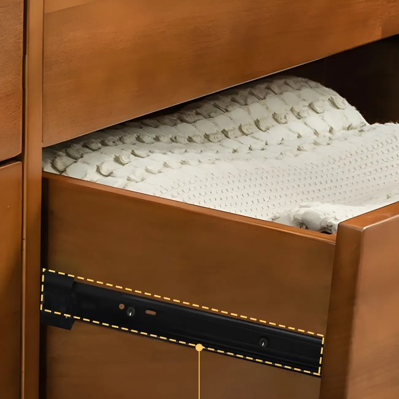 Stylish Pine Wooden Black Double Dresser Chest for Bedroom Image - 12