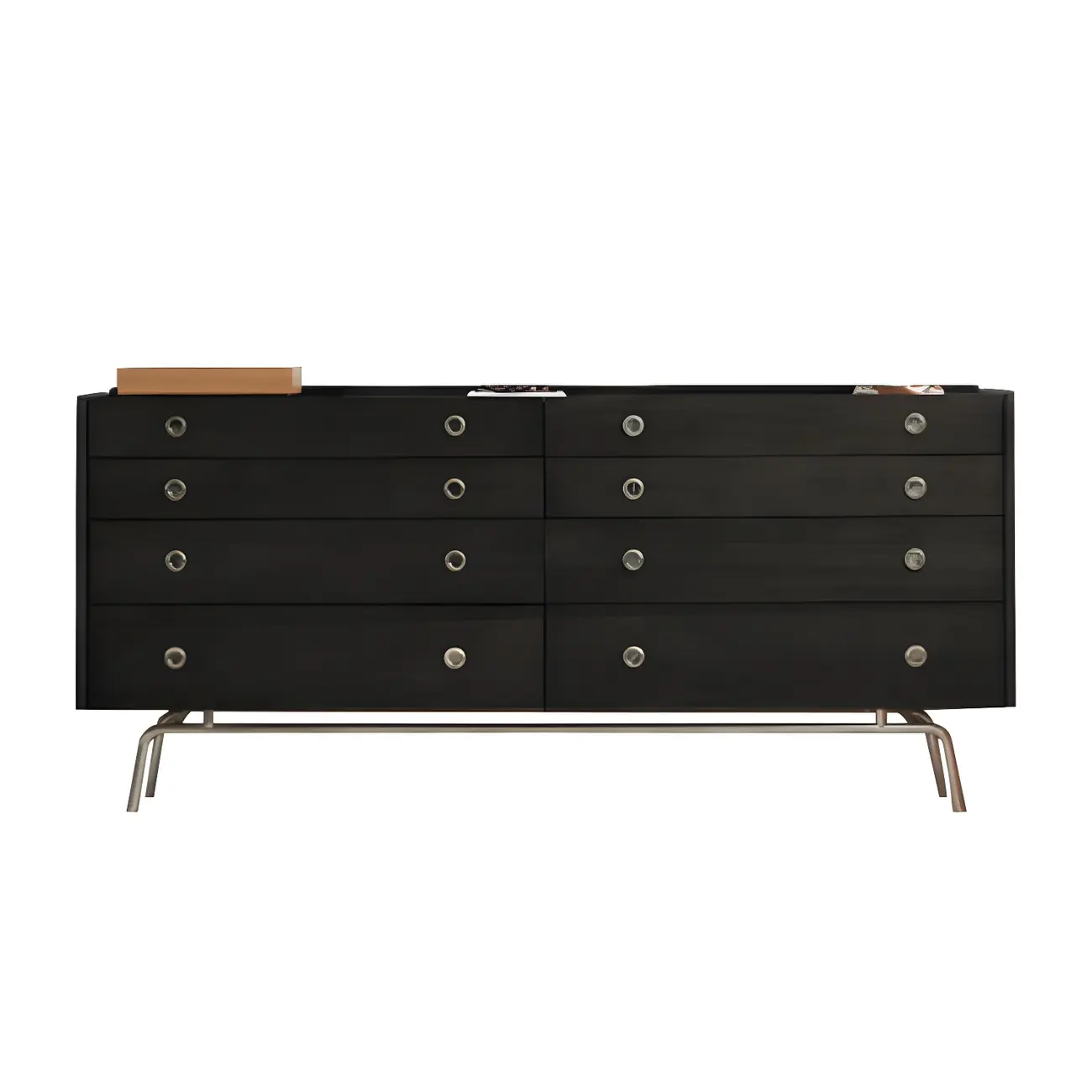 Stylish Pine Wooden Black Double Dresser Chest for Bedroom Image - 14 | homeyfad
