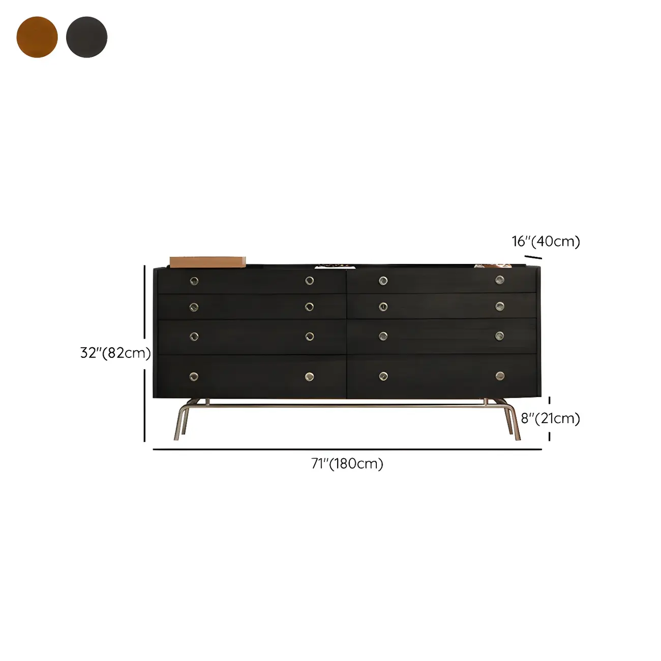 Stylish Pine Wooden Black Double Dresser Chest for Bedroom Image - 21 | homeyfad