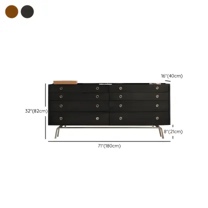 Stylish Pine Wooden Black Double Dresser Chest for Bedroom Image - 21