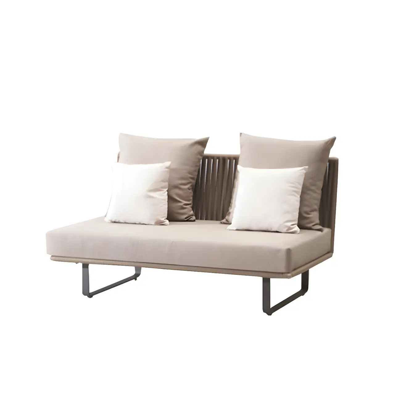 Modern Farmhouse Patio Sectional, Beige Metal Frame Image - 2 | homeyfad