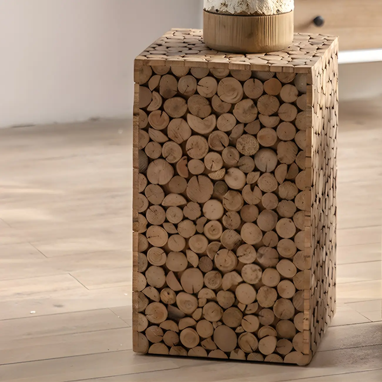 Rustic Solid Wood Square End Table For Living Room Image - 1 | homeyfad