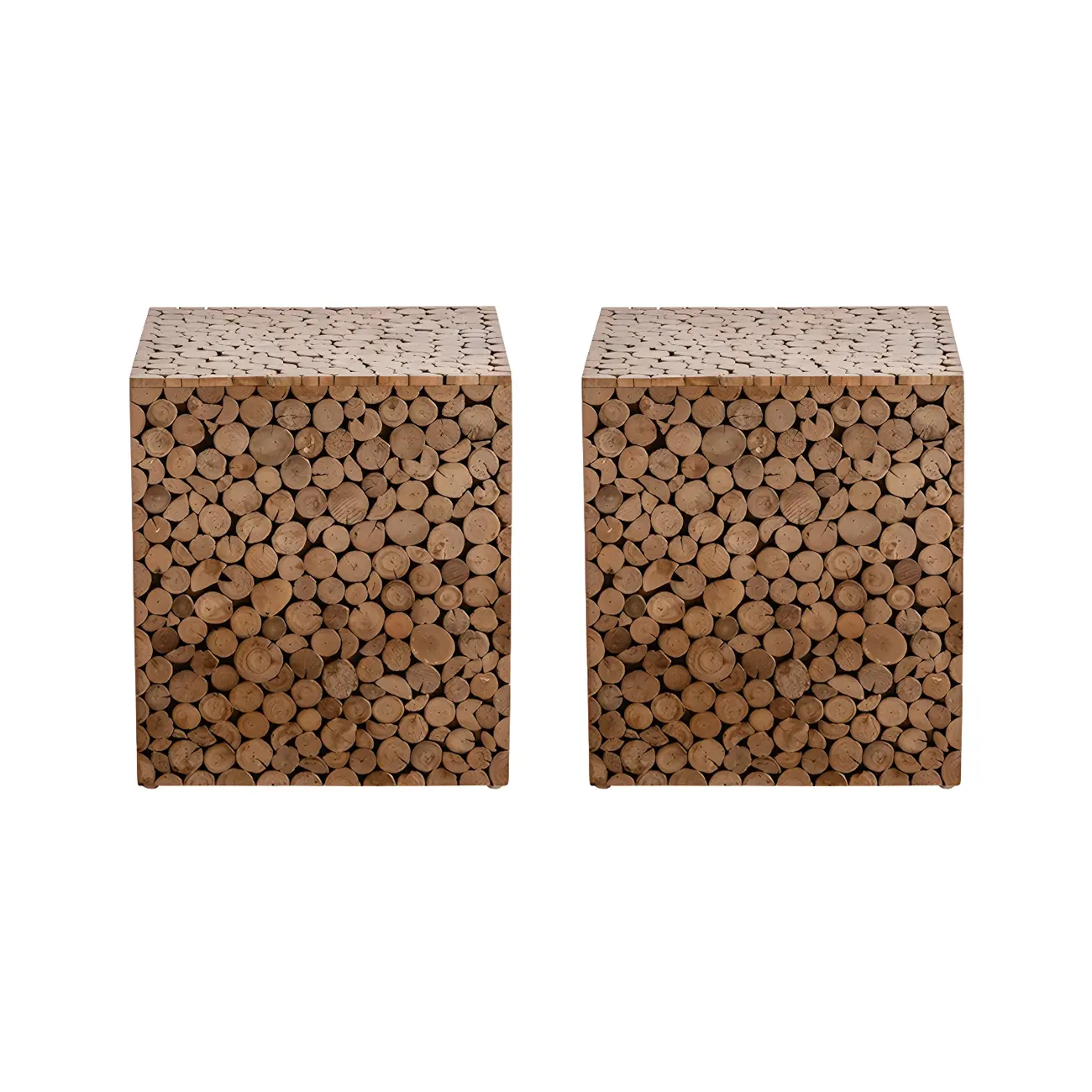 Rustic Solid Wood Square End Table For Living Room Image - 2 | homeyfad