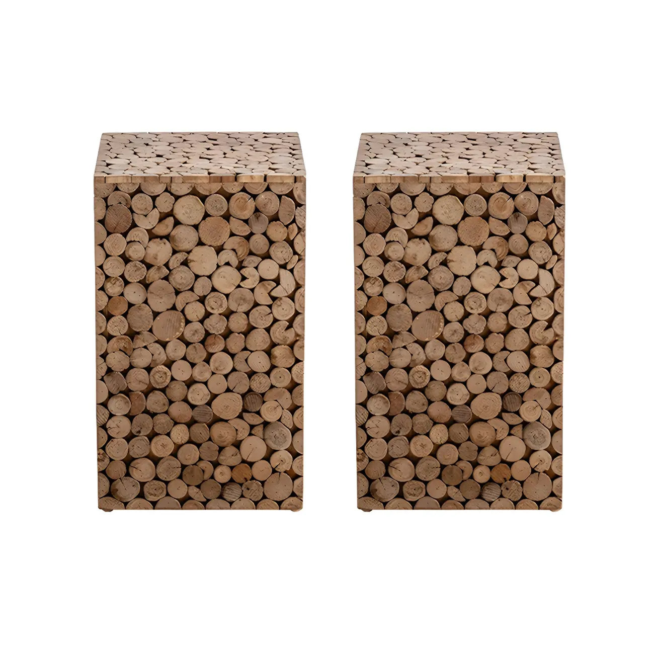 Rustic Solid Wood Square End Table For Living Room Image - 3 | homeyfad