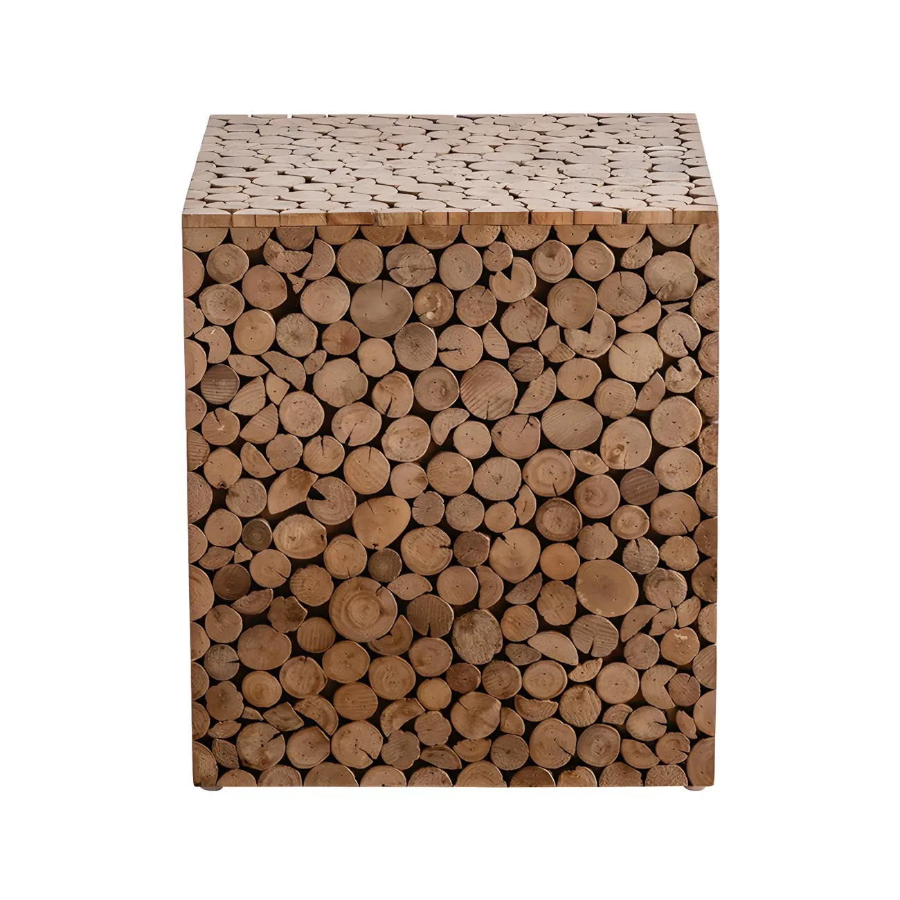 Rustic Solid Wood Square End Table For Living Room Image - 7 | homeyfad