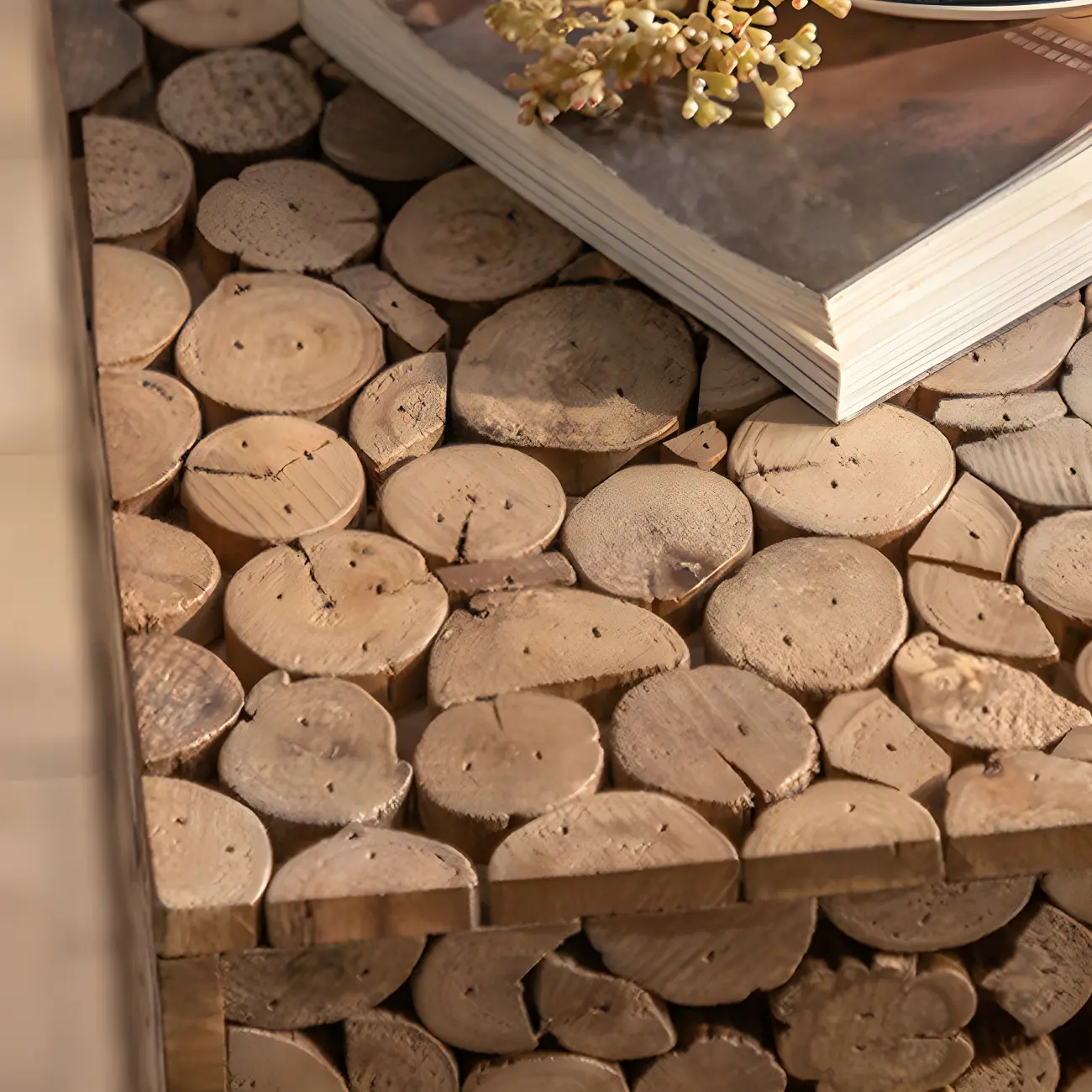 Rustic Solid Wood Square End Table For Living Room Image - 8 | homeyfad
