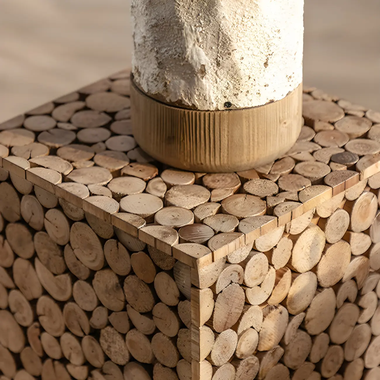 Rustic Solid Wood Square End Table For Living Room Image - 9 | homeyfad