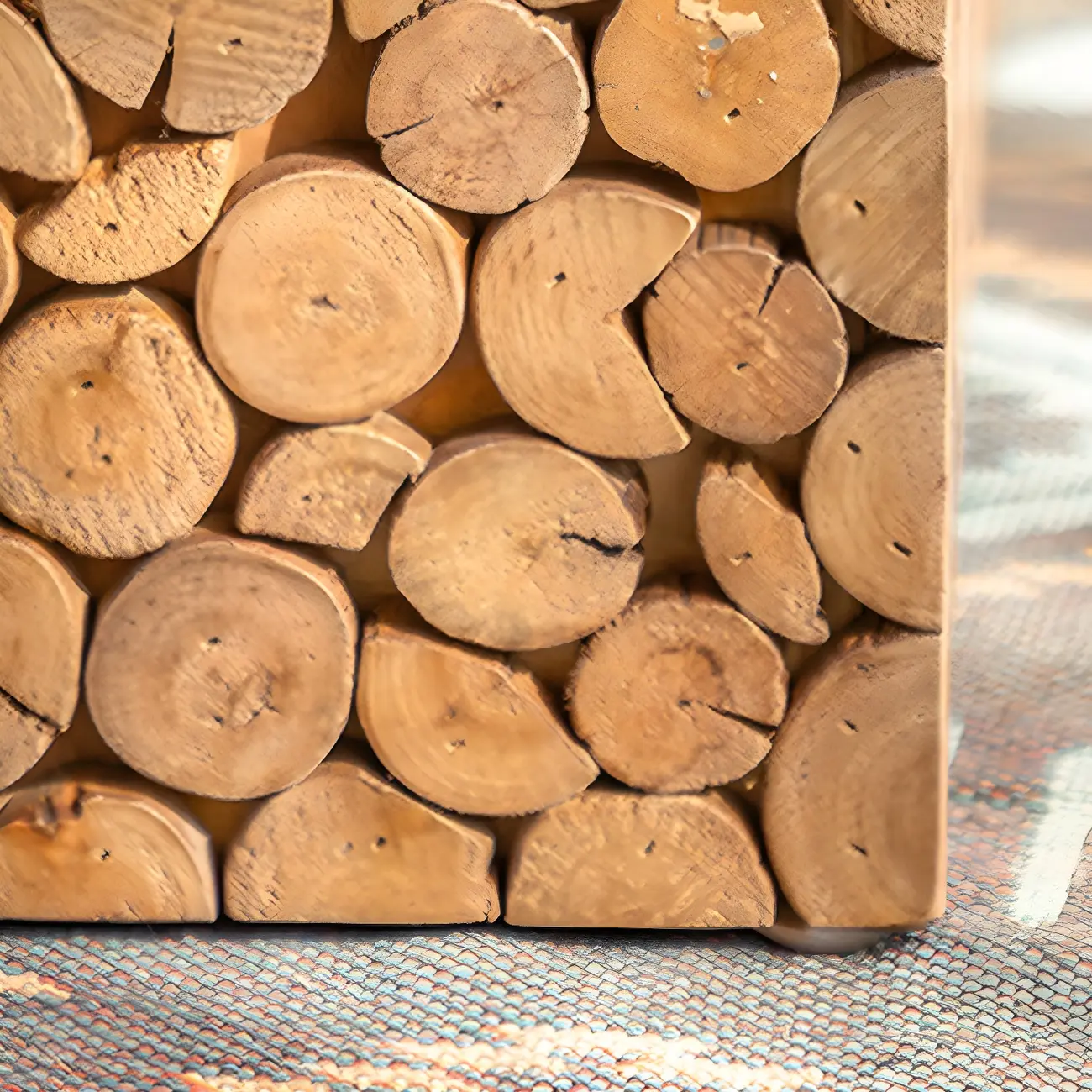 Rustic Solid Wood Square End Table For Living Room Image - 10 | homeyfad
