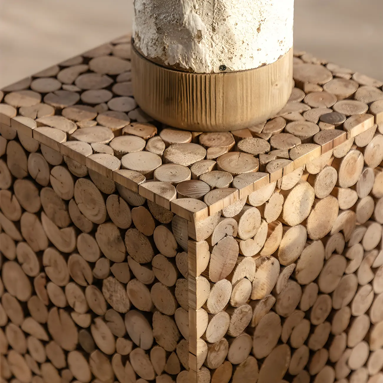 Rustic Solid Wood Square End Table For Living Room Image - 11 | homeyfad