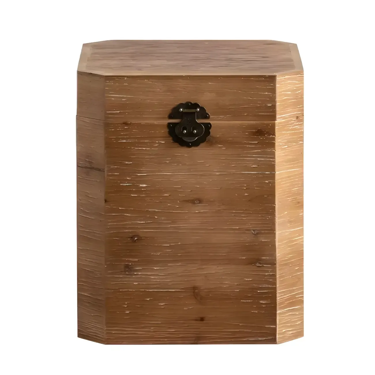 Rustic Square Distressed Wood Side Table with Open Storage Image - 8