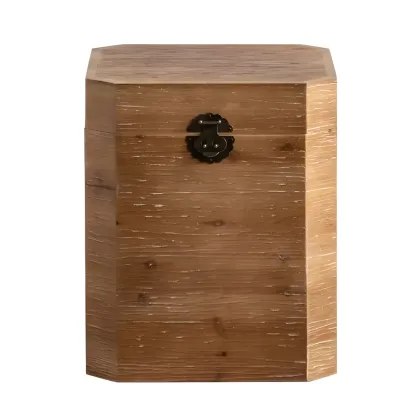 Rustic Square Distressed Wood Side Table with Open Storage Image - 8