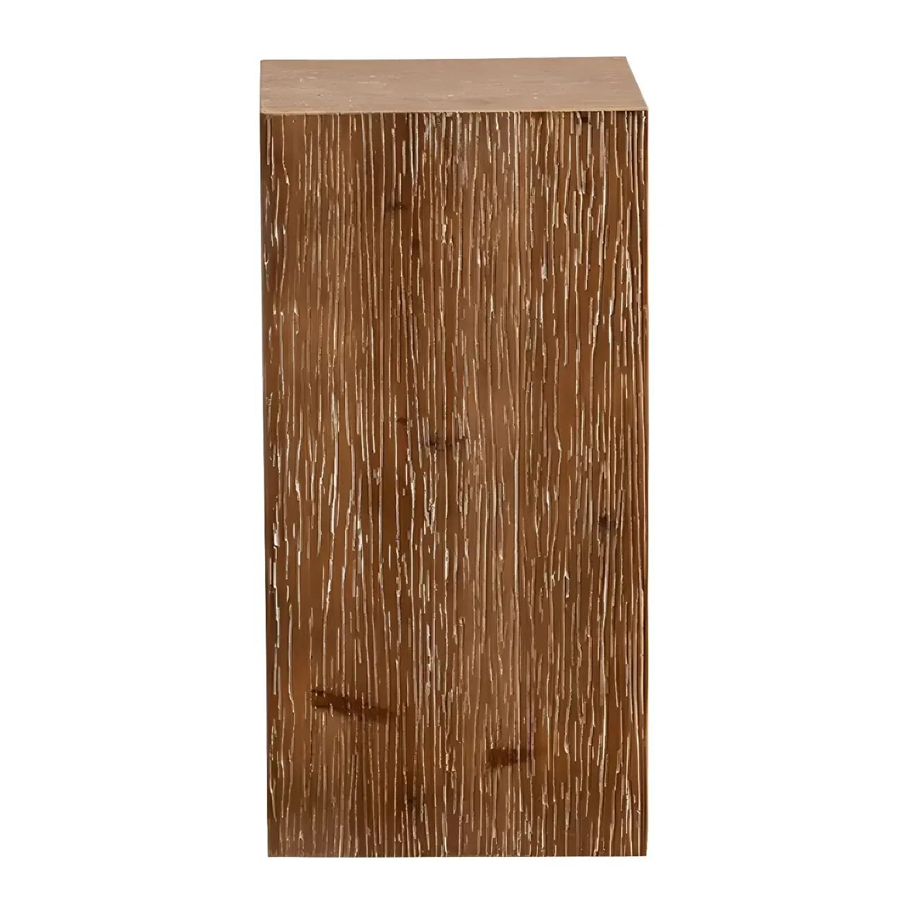 Rustic Square Distressed Wood Side Table with Open Storage Image - 11