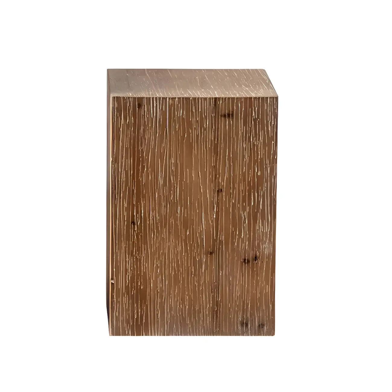 Rustic Square Distressed Wood Side Table with Open Storage Image - 7 | homeyfad