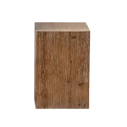 Rustic Square Distressed Wood Side Table with Open Storage Image - 7