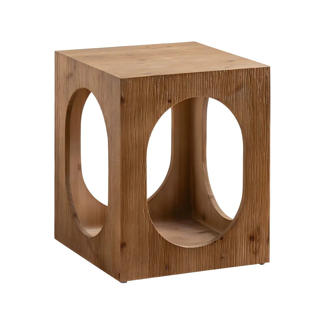 Rustic Square Distressed Wood Side Table with Open Storage Image - 9 | homeyfad