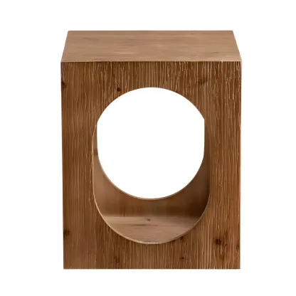 Rustic Square Distressed Wood Side Table with Open Storage Image - 13