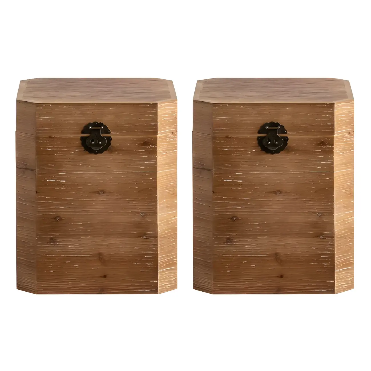 Rustic Square Distressed Wood Side Table with Open Storage Image - 15 | homeyfad