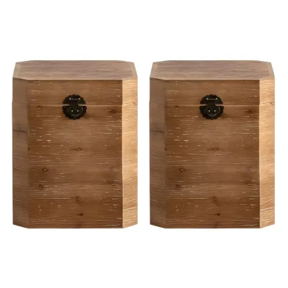 Rustic Square Distressed Wood Side Table with Open Storage Image - 15