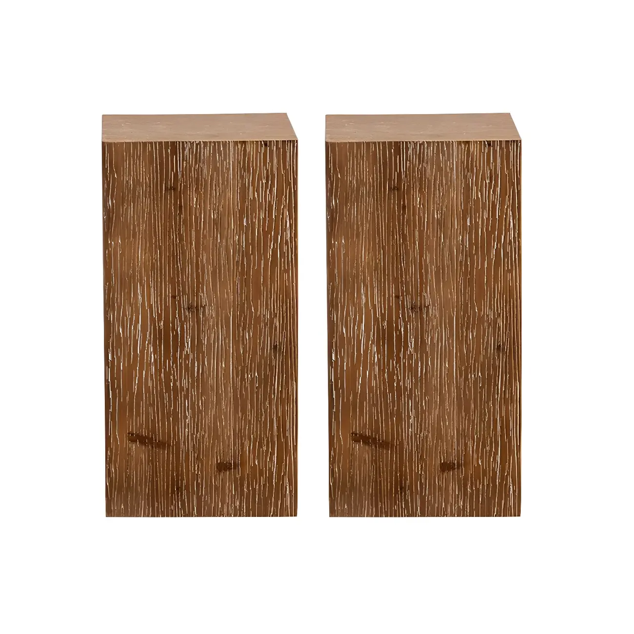 Rustic Square Distressed Wood Side Table with Open Storage Image - 16 | homeyfad