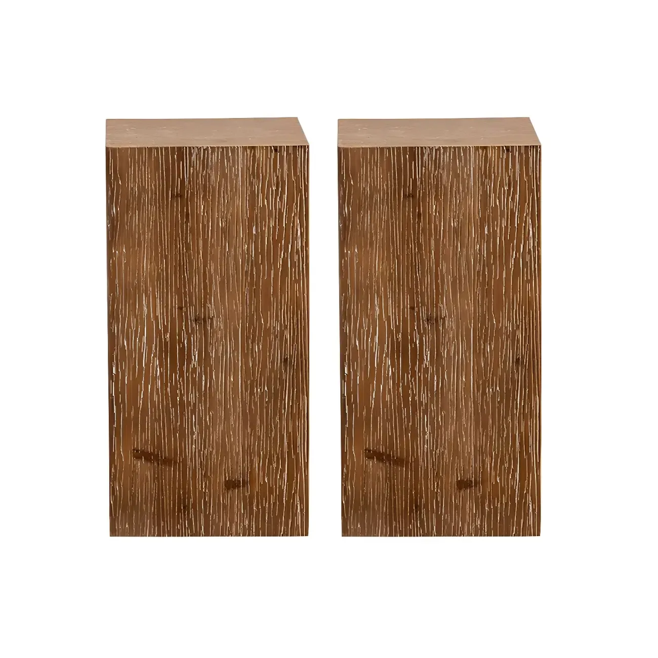 Rustic Square Distressed Wood Side Table with Open Storage - HomeyFad