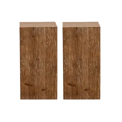 Rustic Square Distressed Wood Side Table with Open Storage Image - 16