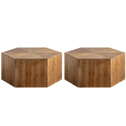 Rustic Square Distressed Wood Side Table with Open Storage Image - 18