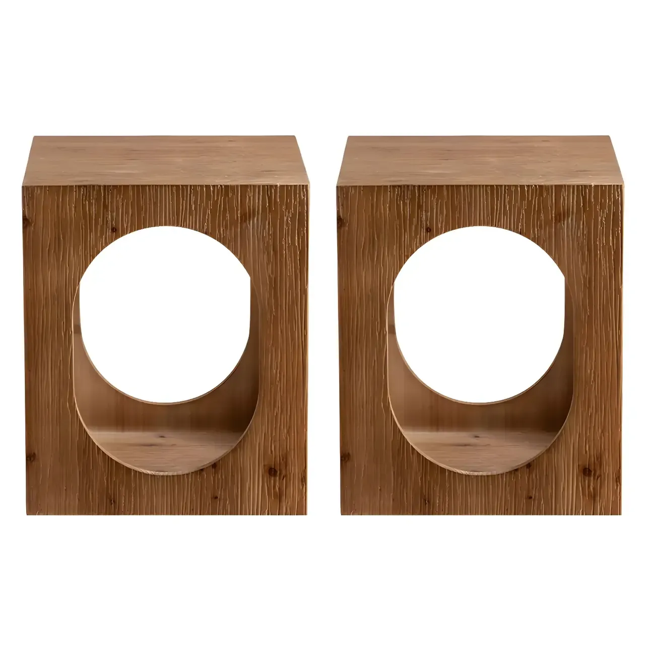 Rustic Square Distressed Wood Side Table with Open Storage Image - 19