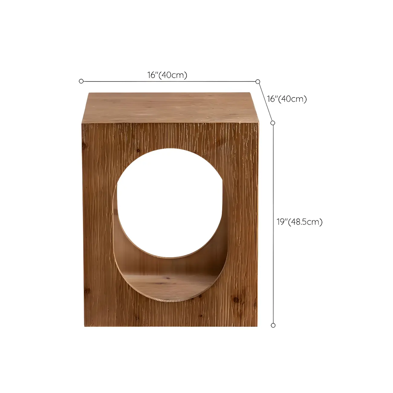 Rustic Square Distressed Wood Side Table with Open Storage #size | homeyfad