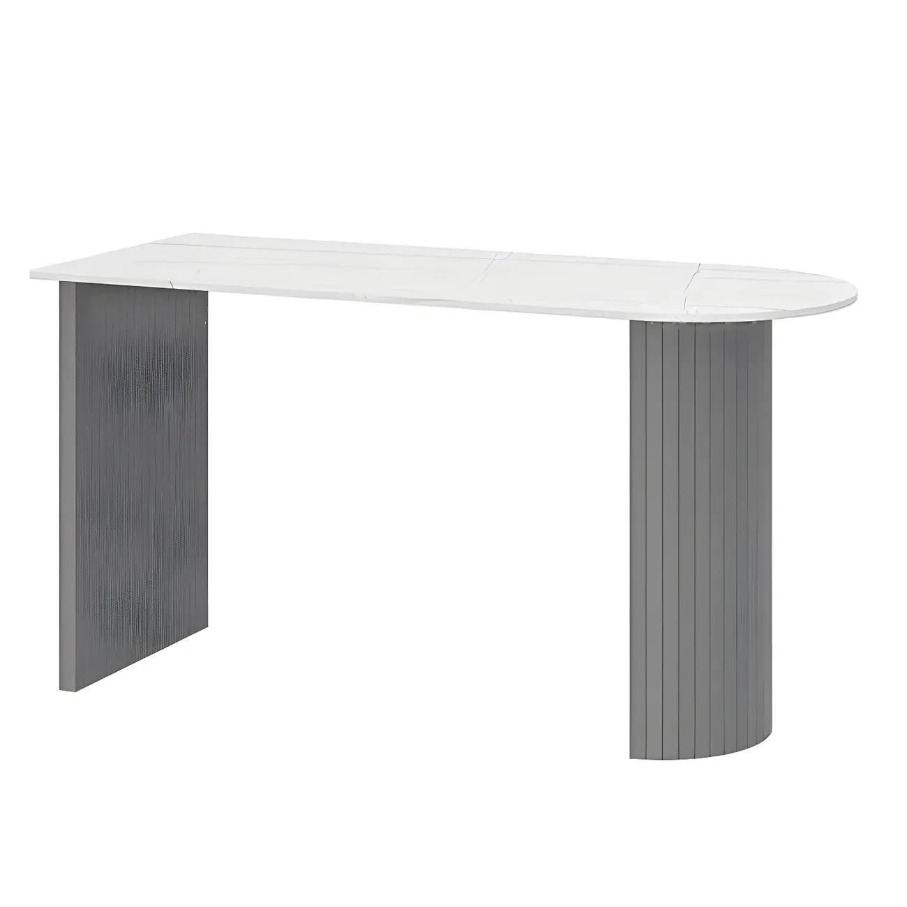 Modern White Free Form Wood Ribbed Metal Bar Tables Image - 2 | homeyfad